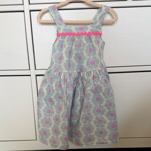 Girls' Light Blue Floral Sundress with Pink Accent
